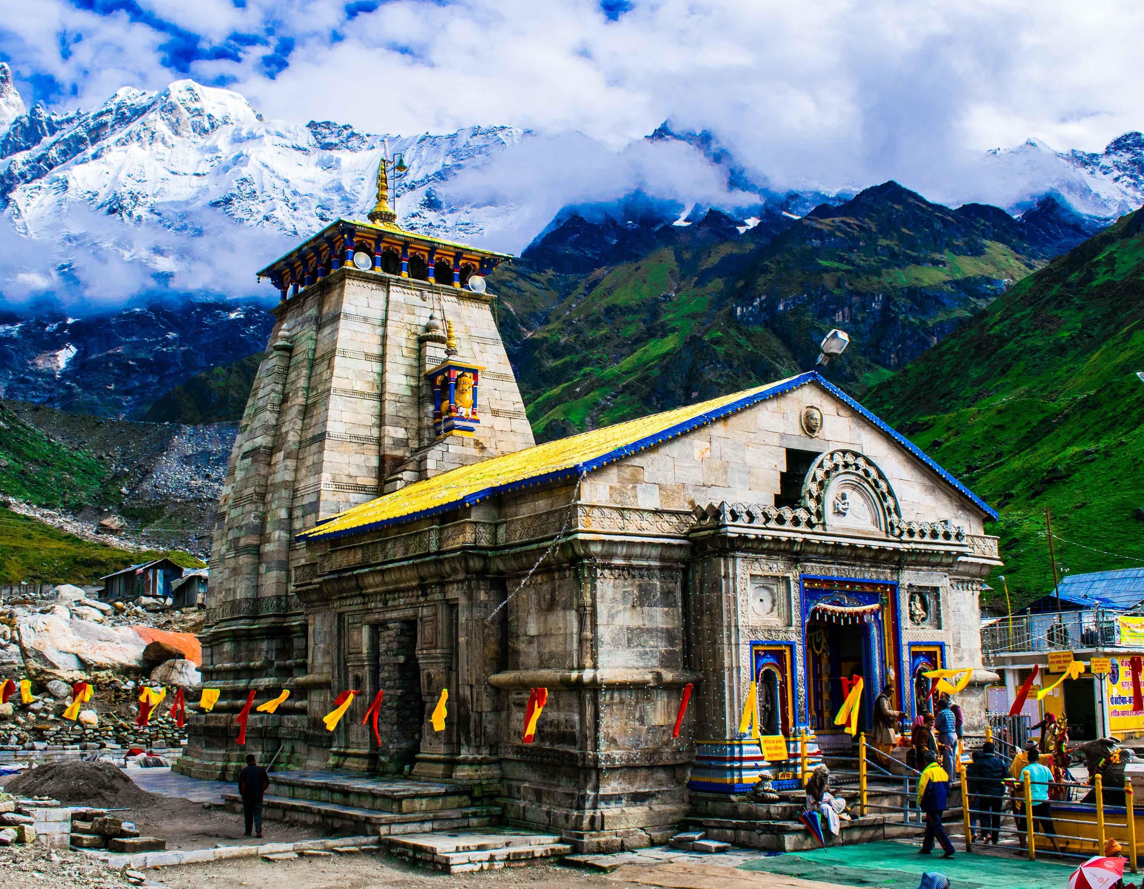 Kedarnath Temple in the Himalayas representing the Char Dham pilgrimage in Uttarakhand, India