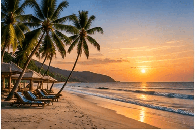 Beach and coastal landscape in Goa, India