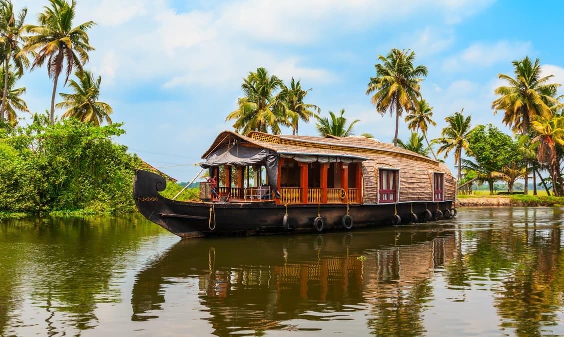 Kerala backwaters and tropical landscape in India